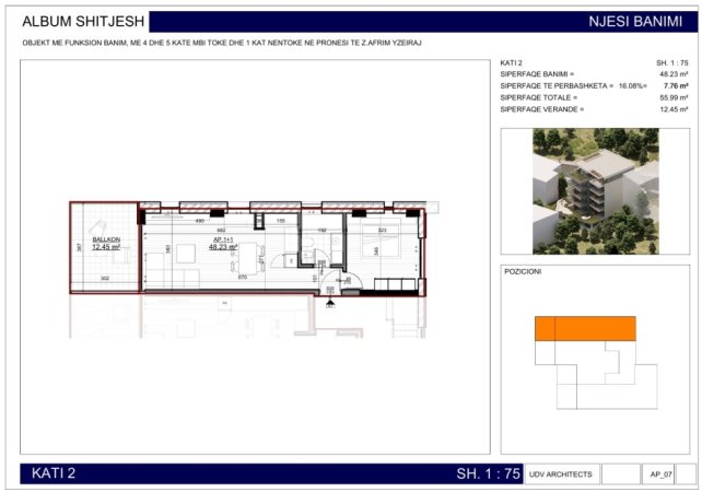 Sarande, shitet apartament 1+1 Kati 2, 56 m² 157.412 € (3rd Km Sarande - Butrint, Sarandë 9701, Albania)