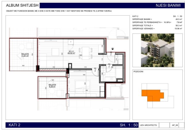 Sarande, shitet apartament 1+1 Kati 2, 56 m² 175.398 € (3rd Km Sarande - Butrint, Sarandë 9701, Albania)
