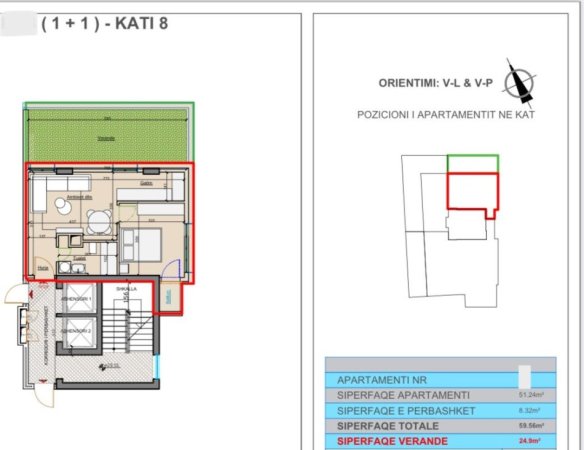 Tirane, shitet garsonier Kati 7, 84 m² 108.015 € (‘Rruga Beniamin Kruta&#039; Laprake)
