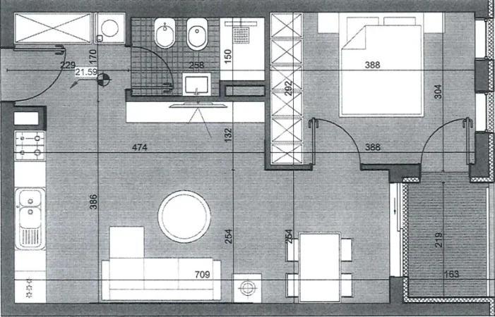 Tirane, shes apartament 1+1 Kati 6, 64 m² 45.136 € (Kamez)
