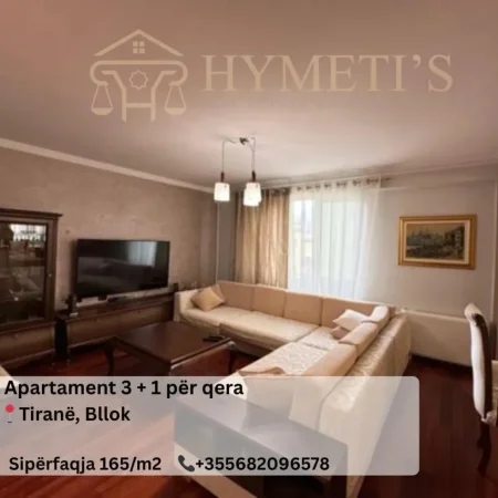 Tirane, jepet me qera apartament 3+1 Kati 3, 165 m² (Bllok)