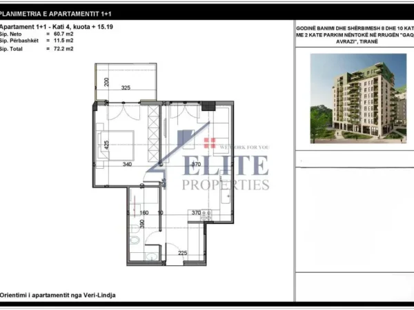 Tirane, shitet apartament 1+1+Ballkon Kati 4, 72 m² 122.740 € (Kompleksi Viva)