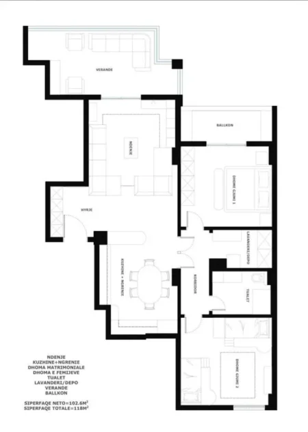 Tirane, shitet apartament 2+1+Aneks+Ballkon Kati 5, 118 m² 140.000 € 