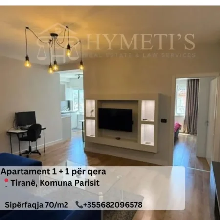 Tirane, jepet me qera apartament 1+1 Kati 11, 70 m² (Komuna Parisit)
