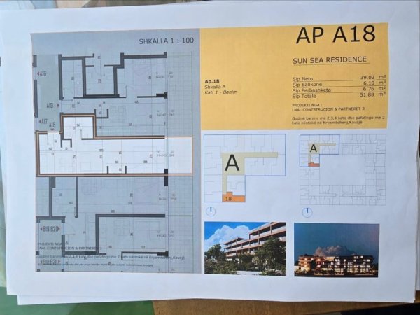 Golem, shitet garsonier 1+1+Ballkon Kati 1, 52 m² 59.700 € 