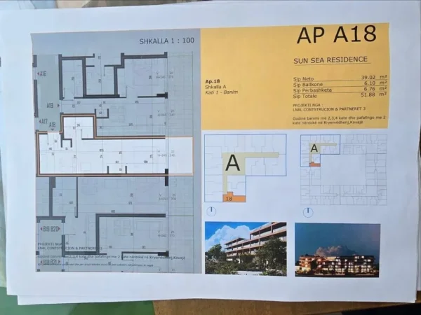 Golem, shitet garsonier 1+1+Ballkon Kati 1, 52 m² 59.700 € 