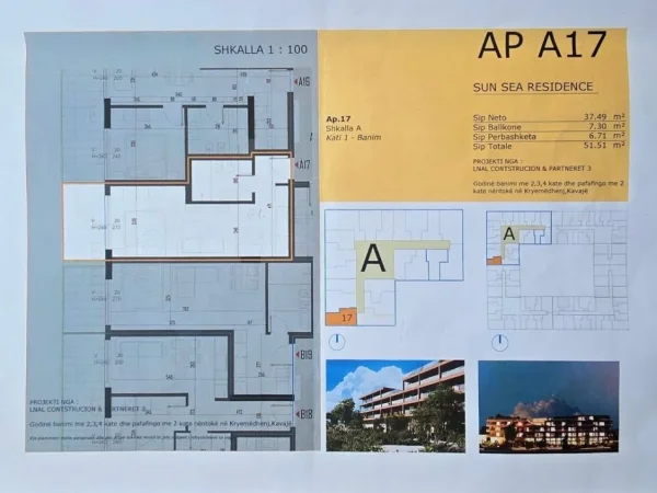 Golem, shitet garsonier 1+1+Ballkon Kati 1, 52 m² 59.200 € 