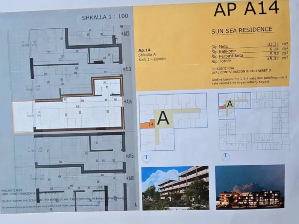 Golem, shitet garsonier 1+1+Ballkon Kati 1, 45 m² 52.175 € 