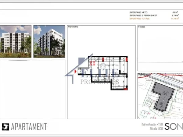 Tirane, shitet apartament 1+1+Ballkon Kati 3, 72 m² 71.740 € (Paskuqan)