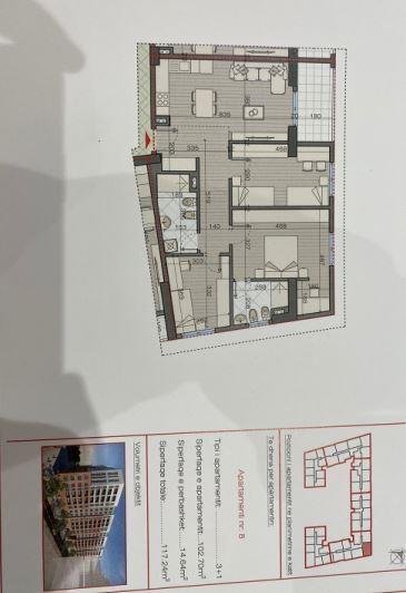 Tirane, shitet apartament 3+1 Kati 3, 117 m² 850 Euro/m2 (Rruga Loni Ligori)