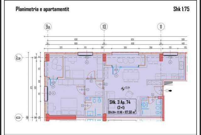 Tirane, shitet apartament 2+1 Kati 7, 118 m² 115.000 Euro (Rruga 29 Nentori)