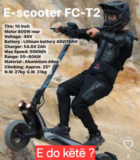 Vlore, shes Scooter E-Scooter. Skuter Electric viti 2025 , gri e erret 520 €