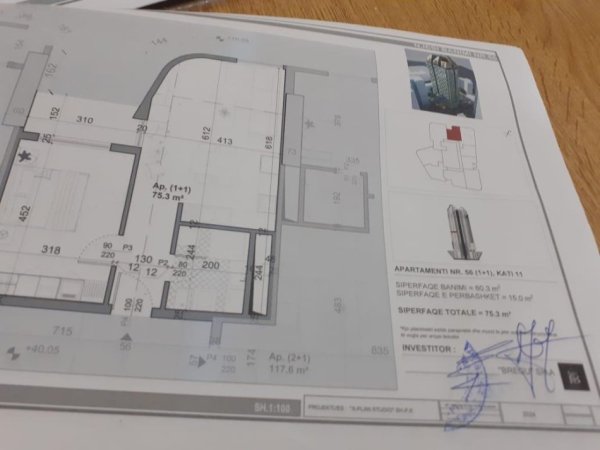 Tirane, shitet apartament 1+1 Kati 11, 75 m² 230.000 € (Qender)