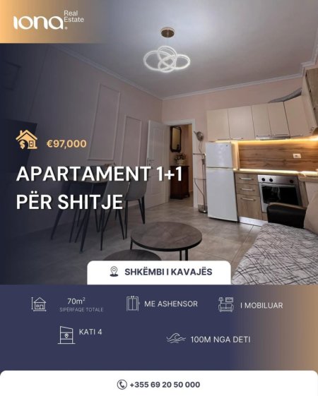 Shkembi Kavajes, shitet apartament 1+1 Kati 4, 70 m² 97.000 € (100m Distanc Nga Deti)