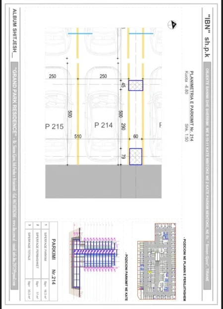 Tirane, shitet garazh | post parkimi Kati -1, 33 m² (Grand Park Residence)