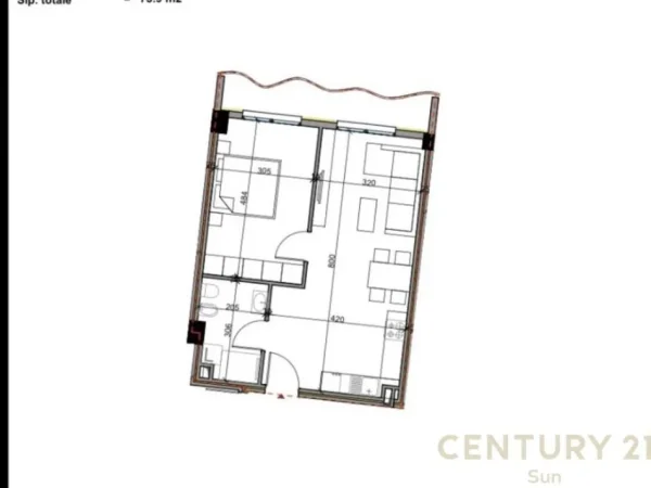 Tirane, shitet apartament 1+1 Kati 3, 75 m² 77.600 € (KOMPLEKSIN ALUNA)