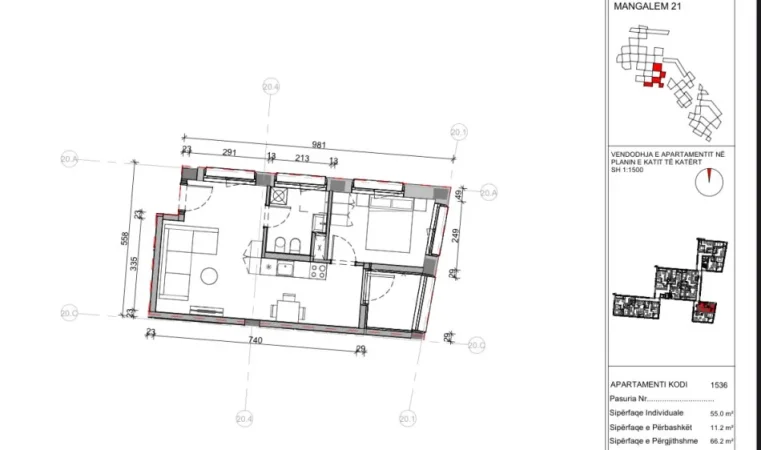 Tirane, shitet apartament 1+1+Ballkon Kati 4, 66 m² 100.000 € (Rr.Pashi Hysa,Kompleksi Mangalem 21)