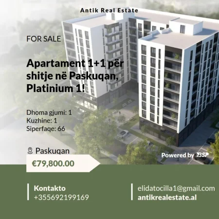 Tirane, shitet apartament 1+1 Kati 4, 66 m² 79.800 € (Shkolla Lidhja e Prizrenit)