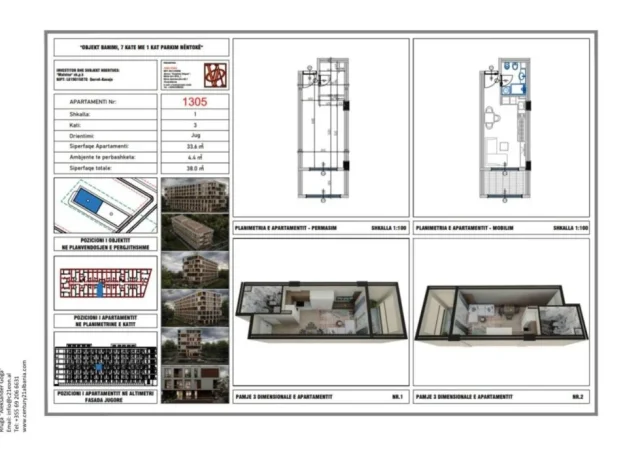 Durres, shes apartament 1+1 , 63 m² (Afer kompleksit Djell)