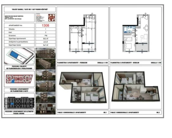Durres, shes apartament 1+1 , 63 m² (Afer kompleksit Djell)