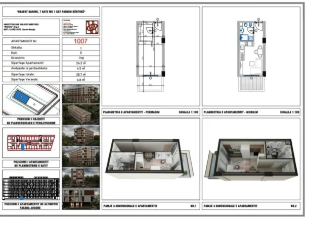 Durres, shes apartament 1+1 , 63 m² (Afer kompleksit Djell)