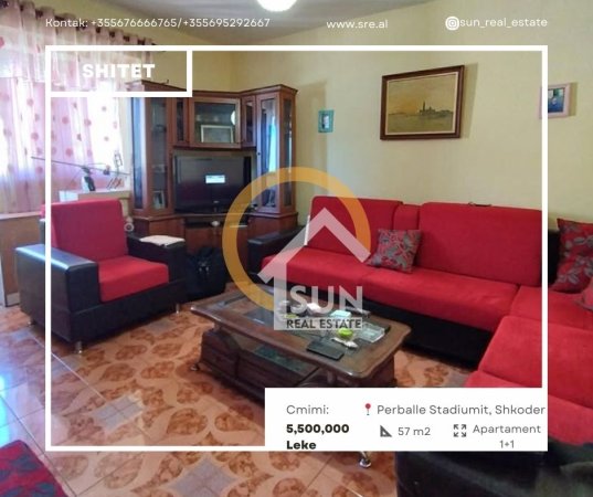 Shkoder, shitet apartament 1+1+Ballkon Kati 5, 57 m² (BULEVARDI BUJAR BISHANAKU)