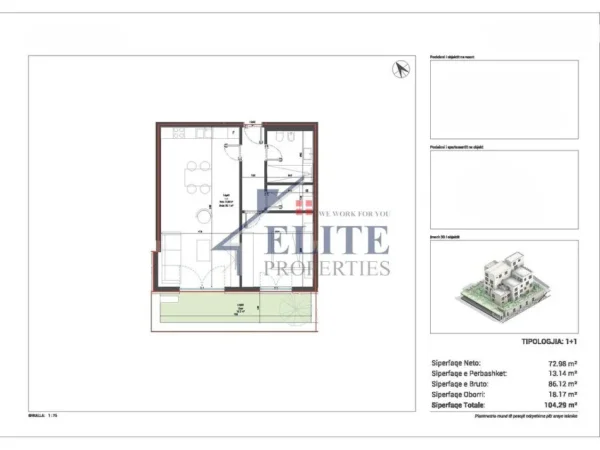 Dhermi - Palase, shitet apartament 1+1+Ballkon Kati 0, 104 m² 253.656 € (Sqaure Village)
