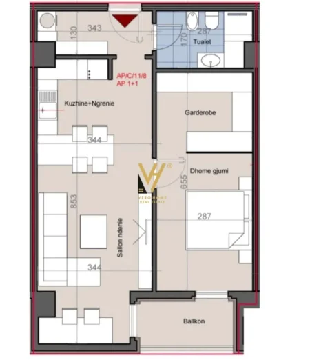 Tirane, shitet apartament 1+1+Ballkon Kati 12, 70 m² 216.000 € (RRUGA MUHAMET GJOLLESHA, KOMOPLEKSI HORA VERTIKALE)