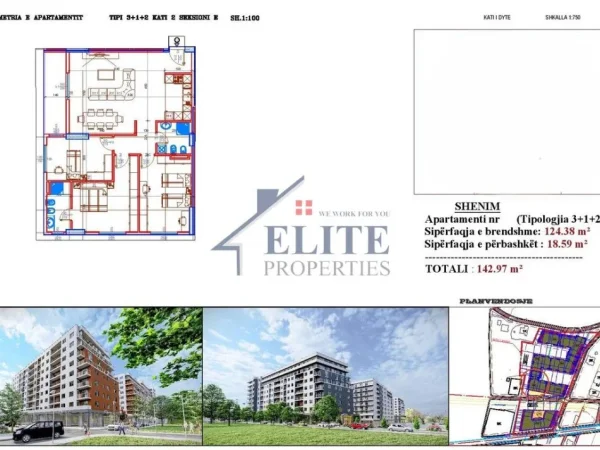 Tirane, shitet apartament 2+1+Ballkon Kati 2, 143 m² (Paskuqan)