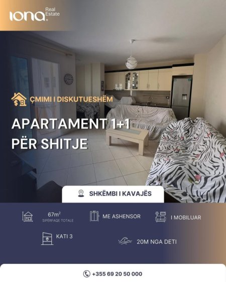 Shkembi Kavajes, shitet apartament 1+1 Kati 3, 67 m² (20m Distanc Nga Deti)