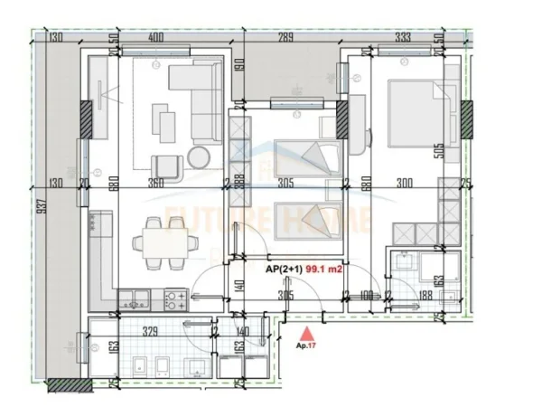 Tirane, shitet apartament 2+1+Ballkon , 116 m² 93.152 € (Residence ''Green'', Kamez)