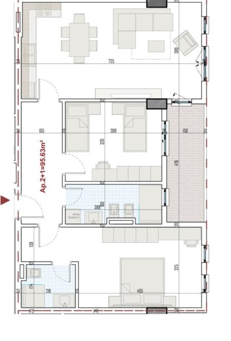 SHITET APARTAMENT 2+1 +2  NE PASKUQAN  99.500 €