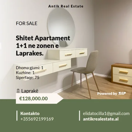 Tirane, shitet apartament 1+1 , 75 m² 128.000 € 