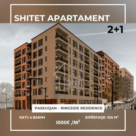 Tirane, shitet apartament 2+1 Kati 4, 107 m²