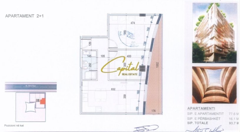 Tirane, jepet me qera zyre Kati 2, 95 m² 950 € (REZIDENCA MINE PEZA)