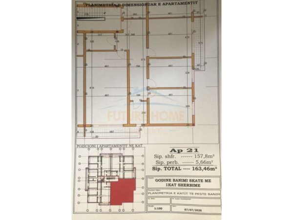 Tirane, shitet apartament 3+1 Kati 5, 163 m² 294.228 € (Komuna E Parisit)
