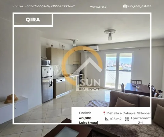 Shkoder, jepet me qera apartament 2+1+Ballkon Kati 5, 105 m² (MEHALLA CAKAJVE, RUS)