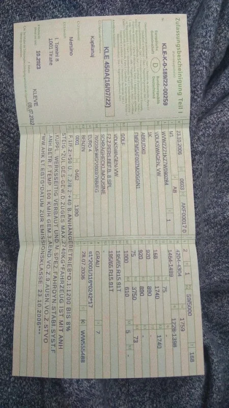 Vlore, shitet makine VW GOLF 5 Benzin+Gaz, gri metalizato manuale Klima 230.000 km 320000Lekë (të reja)