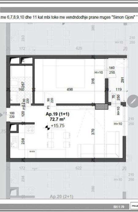 Tirane, shitet apartament 1+1+Aneks+Ballkon Kati 4, 73 m² 112.712 €