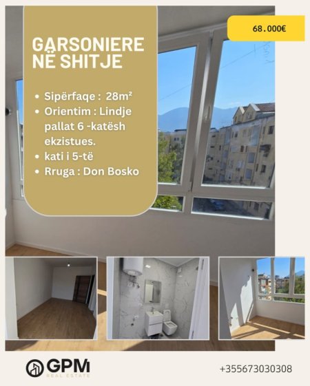 Tirane, shitet garsonier ne Don Bosko  Kati 5, 28 m² 68.000 €