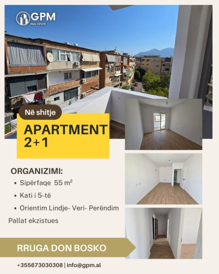 Tirane, shitet apartament 2+1 ne Don Bosko Kati 5, 55 m² 128.000 €