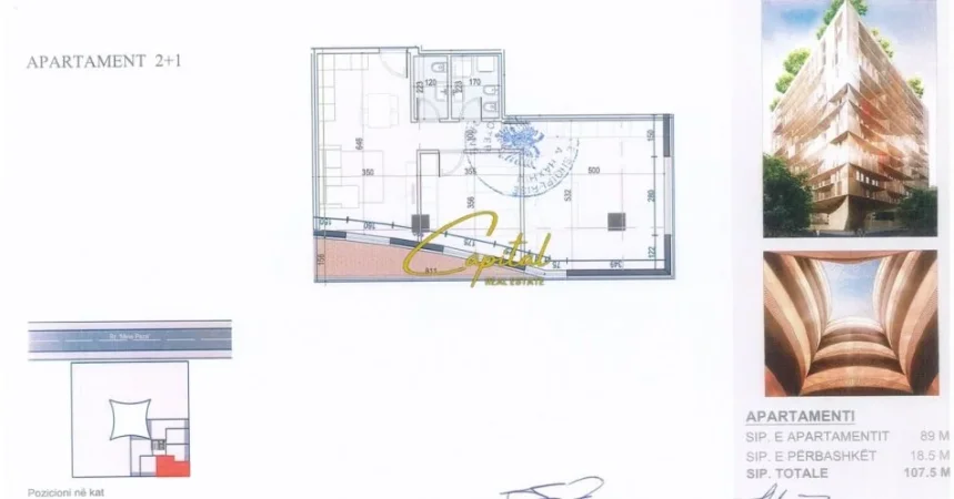 Tirane, jepet me qera zyre Kati 4, 108 m² 1.080 € (REZIDENCA MINE PEZA)