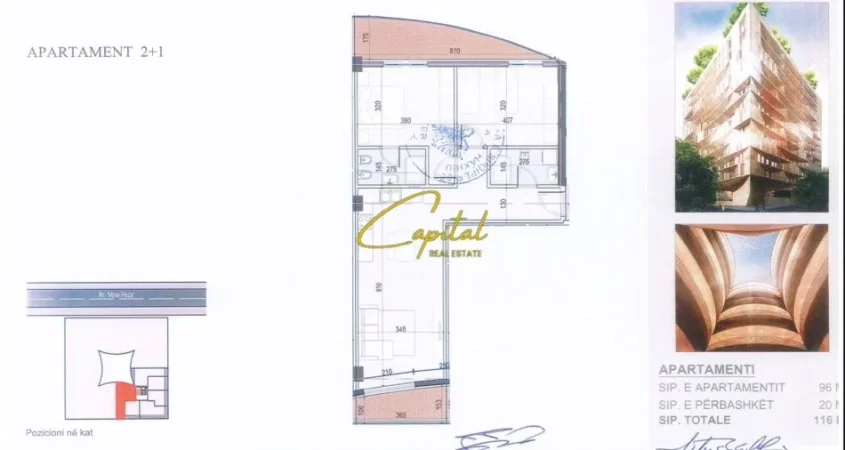 Tirane, jepet me qera zyre Kati 4, 116 m² 1.160 € (REZIDENCA MINE PEZA)