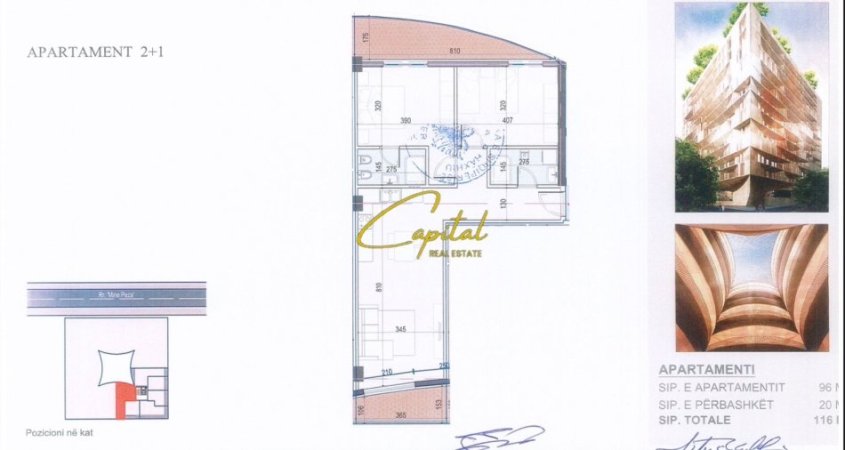 Tirane, jepet me qera zyre Kati 4, 116 m² 1.160 € (REZIDENCA MINE PEZA)
