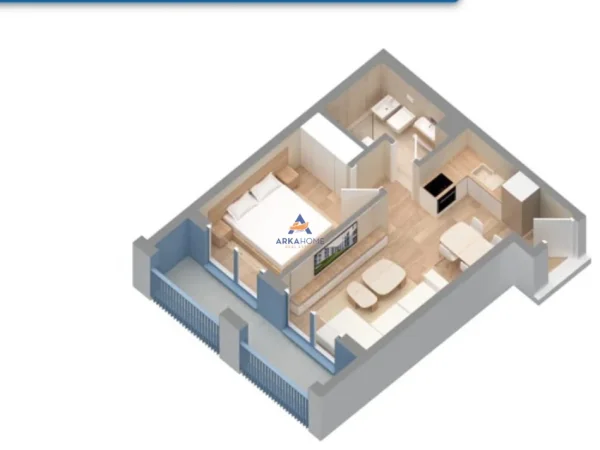 Tirane, shitet apartament 1+1+Ballkon Kati 3, 59 m² 93.000 € (Kompleksi Oxa , Fresku)