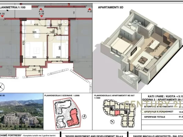 Vlore, shitet apartament 1+1 Kati 1, 62 m² 124.000 € (Radhime)