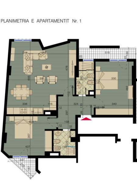 Tirane, shitet apartament 2+1+BLK Kati 1, 120 m² 1.500 Euro/m2 (Rruga bogdaneve)