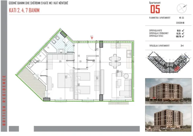 Tirane, shitet apartament 2+1+Aneks+Ballkon Kati 2, 106 m² 128.100 € (Shkolla Lidhja e Prizerenit)
