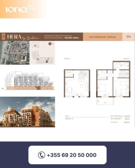 Golem, shitet apartament 1+1 Kati 1, 75 m² (150m Distanc Nga Deti)