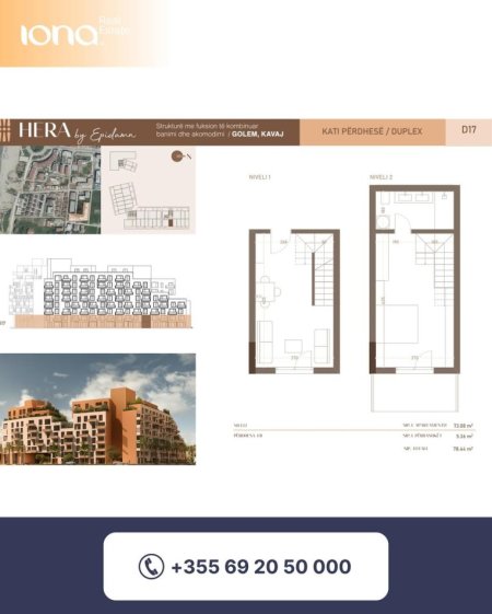 Golem, shitet apartament 1+1 Kati 1, 75 m² (150m Distanc Nga Deti)